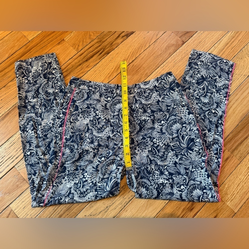Sandro Paris Blue Floral Pants Viscose High Rise Ankle Pockets Women’s Sz 36 - Picture 13 of 13